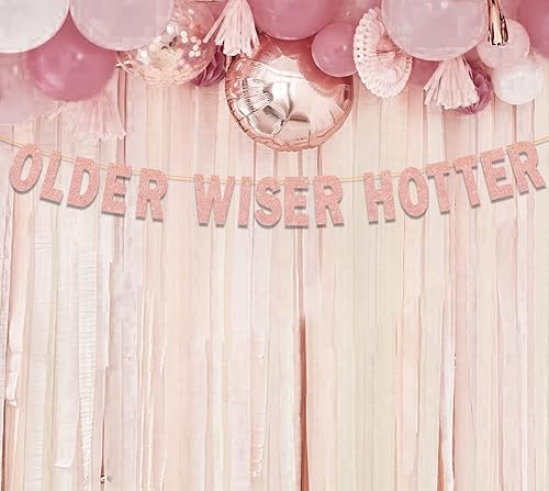 Miniatura 5 de Ushinemi Cartel de cumpleaños divertido y divertido de oro rosa para mujer, decoración de fiesta de cumpleaños con purpurina