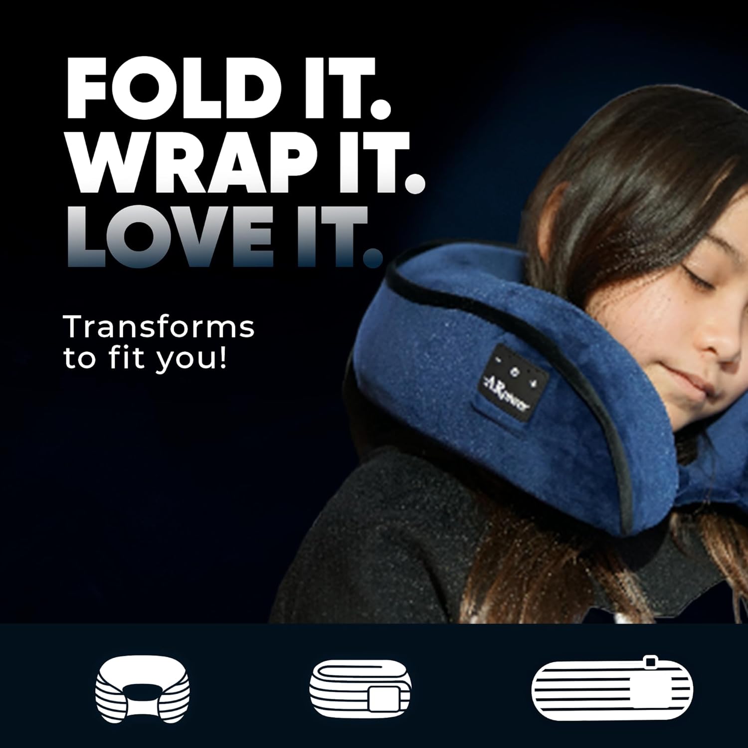 Bluetooth Music Semicircular 360° Neck Pillow Plus Wireless Bluetooth Speaker Suitable Airplane,Train,Car,Office,Outdoor Camping for Sleeping, Resting The Best Travel Essentials. (Black) - Image 5