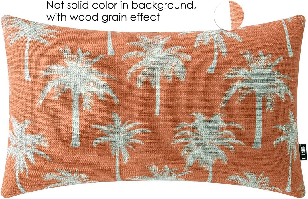 TRENDIN Palm Tree Pillow Covers 20x12 Inch Beach Decoration Tropical Cushion Cover Lumbar Pillowcase for Couch Sofa Linen Orange PL987TR - Image 2