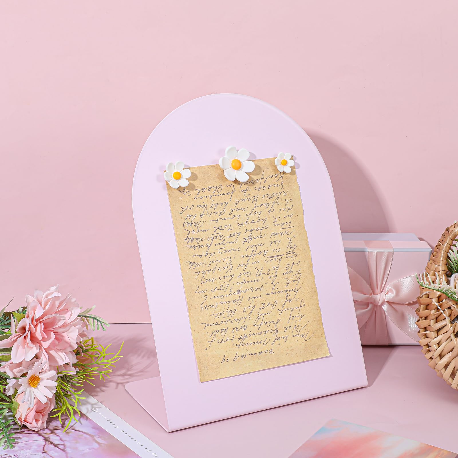 2 Pcs Desk Magnetic Bulletin Board Pink Memo Board - View #6