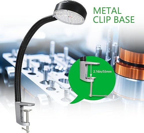 Miniatura 5 de Luz de trabajo con abrazadera LED con cuello de cisne flexible, 20 W, 2000 lúmenes, 6500 K, 110 V, enchufe de EE. UU., luz de torno de máquina con
