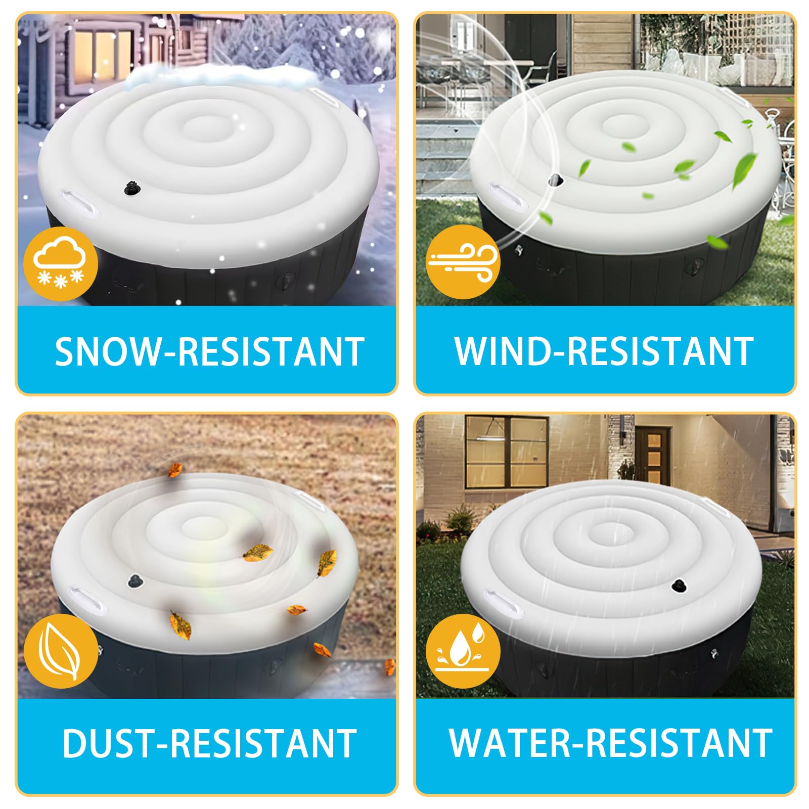 Runde Whirl-poolabdeckung, Aufblasbare Badewannenabdeckung Mit Griffen, Premium Energiesparende Whirl-Pooldeckel, Universelle Aufblasbare Whirlpool-Abdeckung (Runde-135CM)