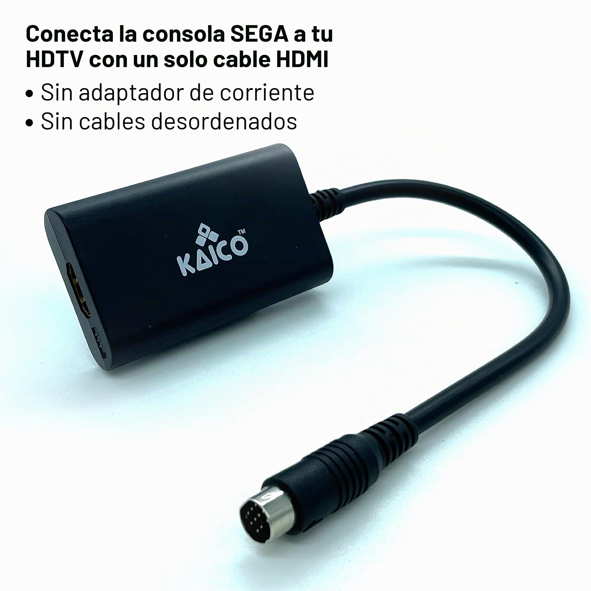 Kaico Adaptador HDMI Sega Saturn 1080p - para Uso con Sega Saturn - Soporta Salida de Video S - Soporta Consolas PAL y NTSC - Interruptor de relación de Aspecto para 16:9 o 4:3