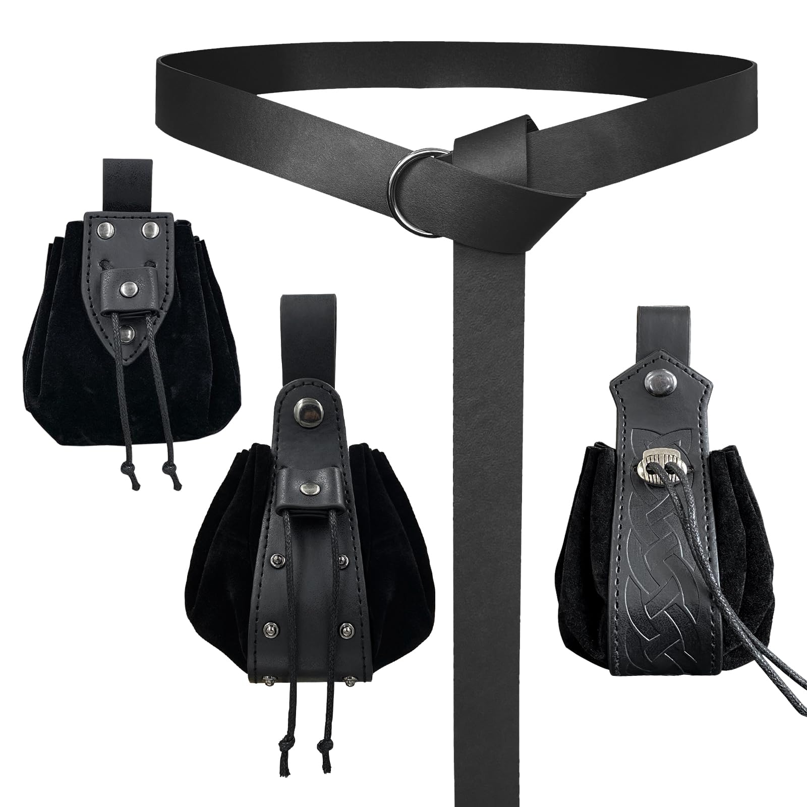 EpicCos 4 PCs Medieval O Ring Belt and Drawstring Pouch Set