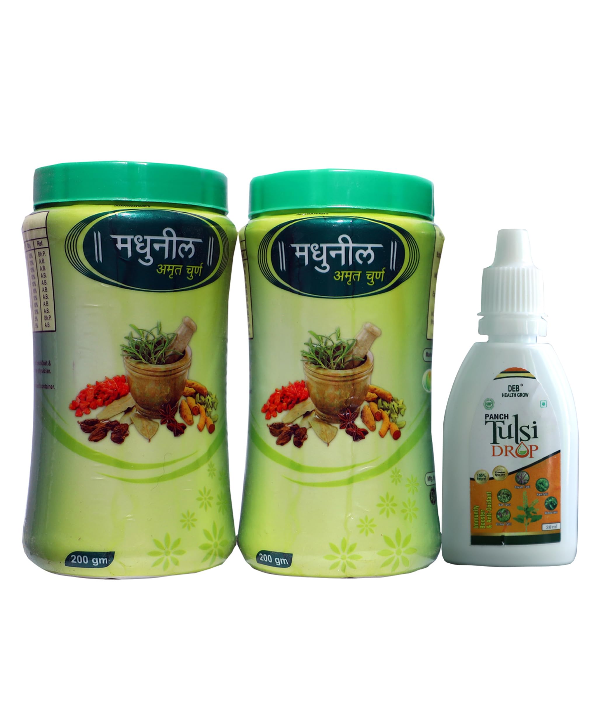 Dhanwantari Madhuneel Amrut Churan 200gm 2 Bottle And Free Deb Health Grow Panch Tulsi Drop Immunity Booster & Anti-Oxidant 30M (Pack of 3) (B0CBXPHNY8) Amazon Price History, Amazon Price Tracker