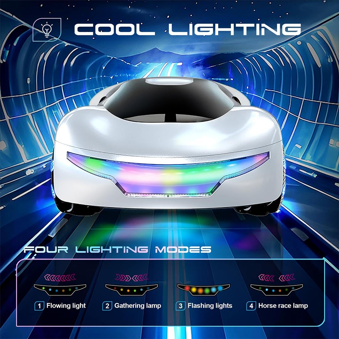 RC Drift Car 2,4 GHz, zdalna koncepcja nowej energii ze stacją ładującą i podwójnym wzmocnieniem natrysku – akrobacje 360°, 4 tryby oświetlenia, różowy gradient dla dorosłych, chłopców