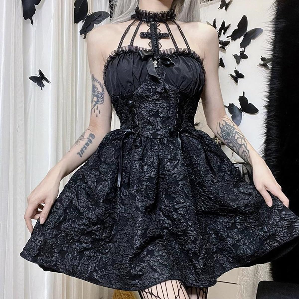 GK-O Japanese Harajuku Lolita Kawaii Club Party Neck Sleeveless Sexy Dress Halloween Costume Vampire Witch Mini Dresses (Large) - Image 2