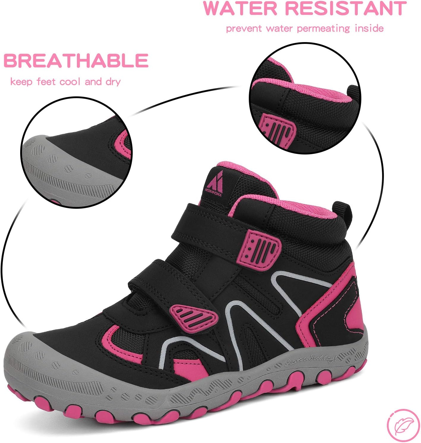 Mishansha Kids Water Resistant Hiking Boots, Boys Girls Anti Collision Anti-Skid Athletic Outdoor Adventure Trekking Shoes - Image 2