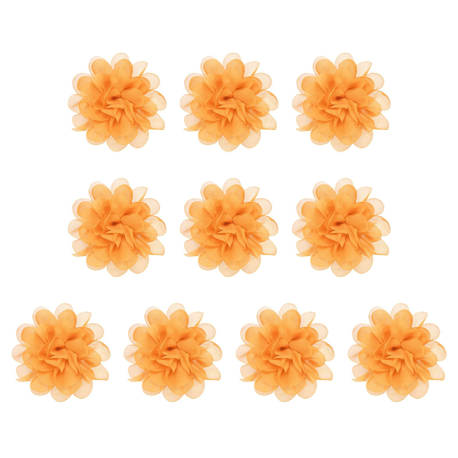 PATIKIL 3.9" Chiffon Flowers, 10 Pcs Mesh Fabric Flowers Sewing Fabric Appliques Headband Embellishments for DIY Craft Wedding Decor, Orange — image 1