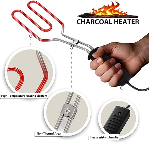 Miniatura 3 de Arrancador eléctrico de carbón de 650 W, encendedor de fuego para barbacoa, parrilla, chimenea, ahumador, fogatas, briquetas de encendido rápido,