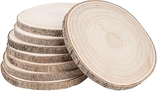 Maputune 8 Pcs 8-9 in Large Unfinished Wood Slices for Centerpieces, Natural Rustic Wooden Plate for DIY Craft, Round Wood Chips for Signage Painting Wedding Party Christmas Decor