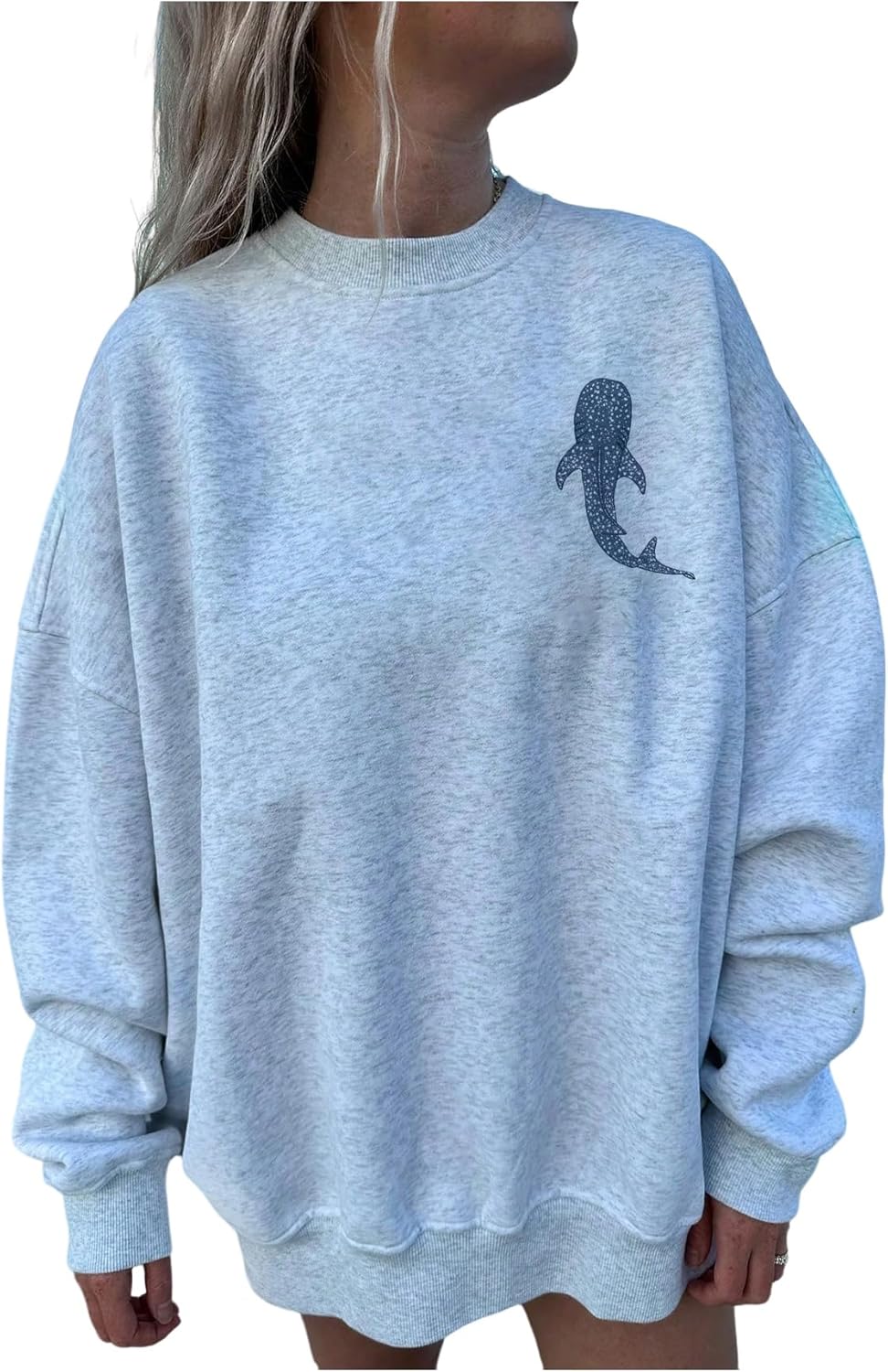 SHENHE Women's Crewneck Graphic Sweatshirts Animal Print Long Sleeve Oversized Sweatshirt Trendy Pullover Casual Tops