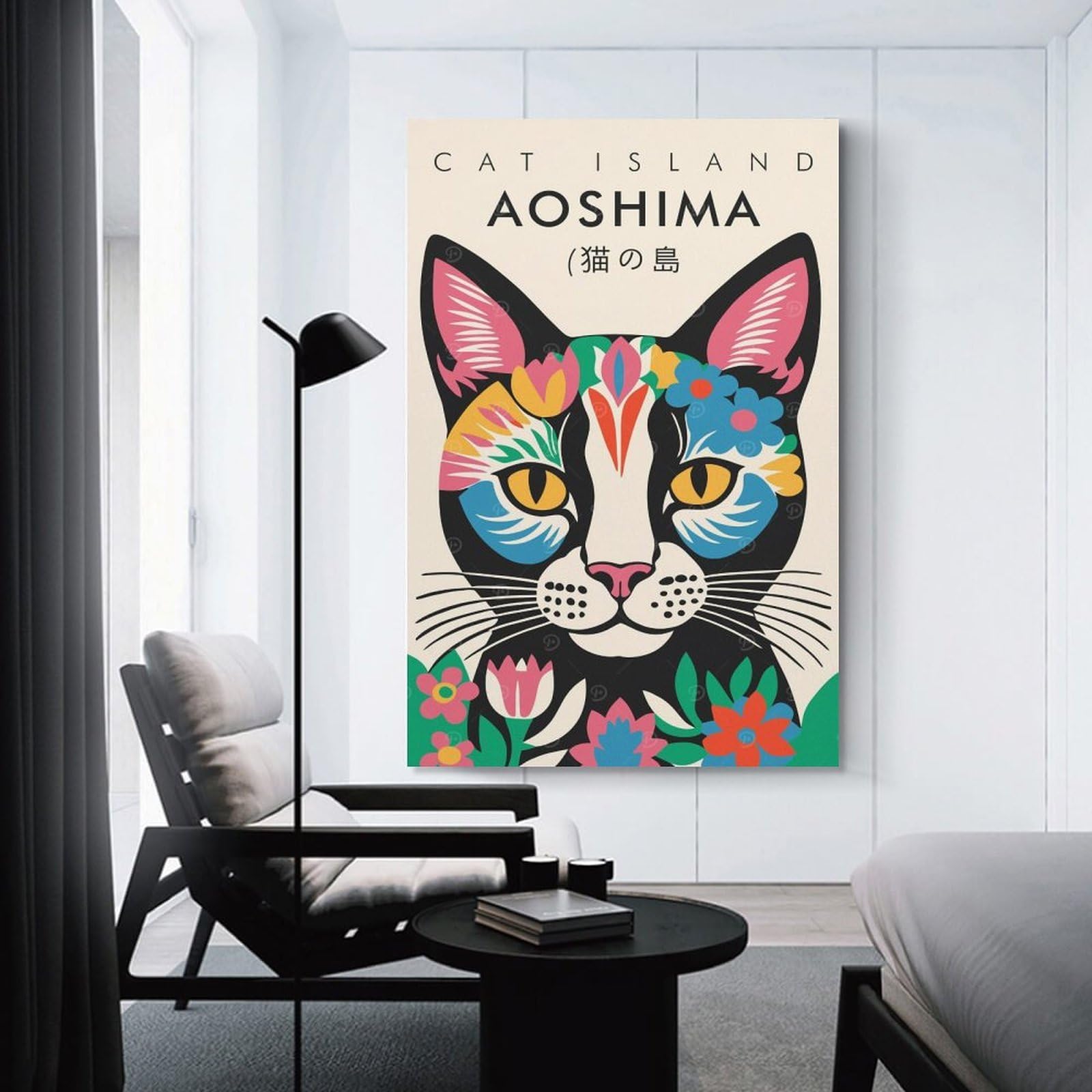 Junmoney Cat Island Aoshima Canvas Wall Picture, 24x36inch(60x90cm), for Picture Wall Styling in Lounge Or Bedroom, An Easy Match for Collected Prints