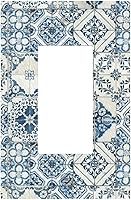 Vista 203 de Azulejo mediterráneo azul de 1 banda cubierta de toma de corriente Talavera mosaico mexicano marroquí mosaico dispositivo de palanca individual