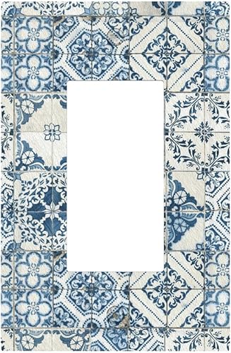 Miniatura 203 de Azulejo mediterráneo azul de 1 banda cubierta de toma de corriente Talavera mosaico mexicano marroquí mosaico dispositivo de palanca individual