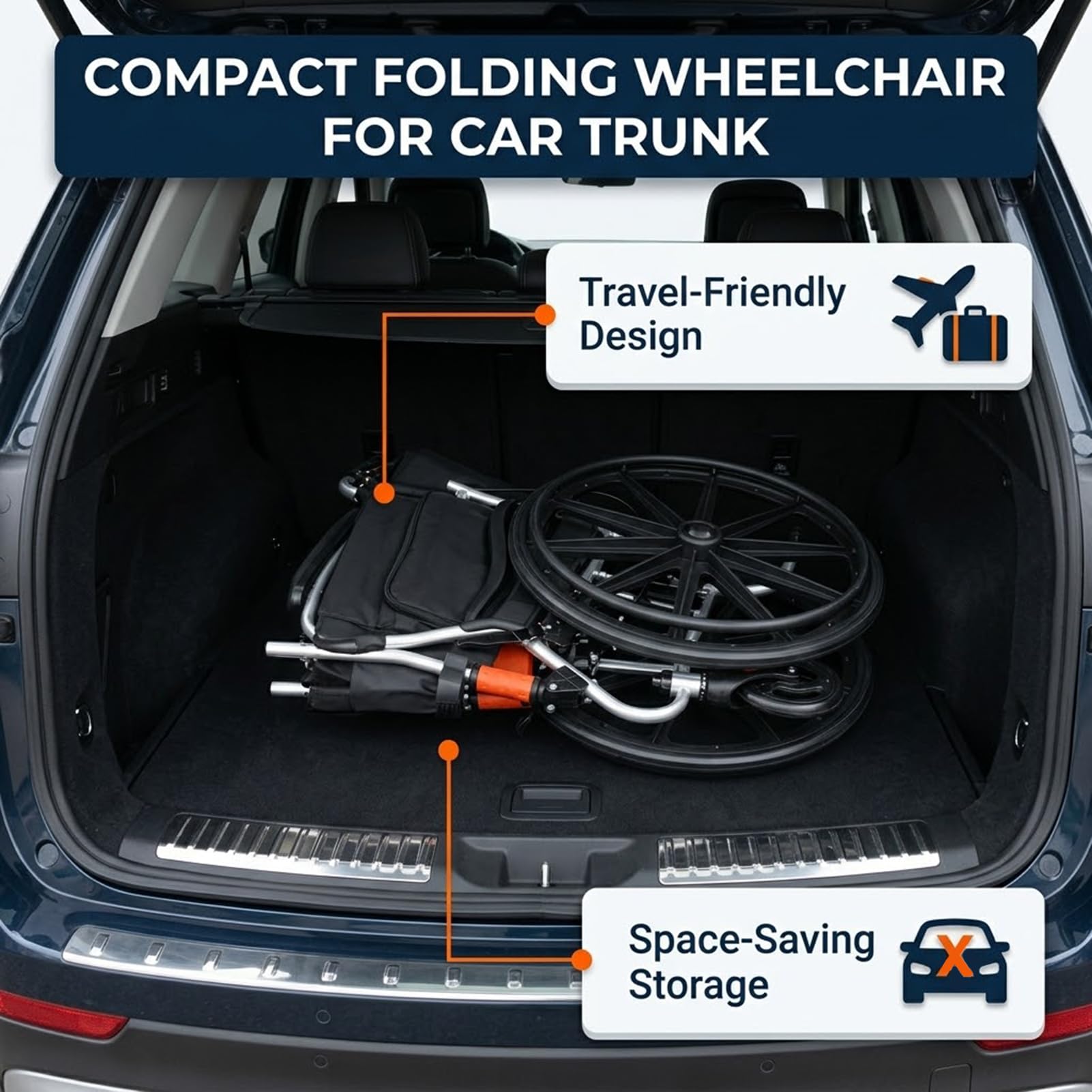 Silla de Ruedas Plegable Ligera de Aluminio con Ruedas Traseras 22" | 11.5kg Ligera, Doble Freno, Asiento Mesh Transpirable, Reposabrazos Ergonómicos, Neumáticos Antipinchazos, Sin Montaje