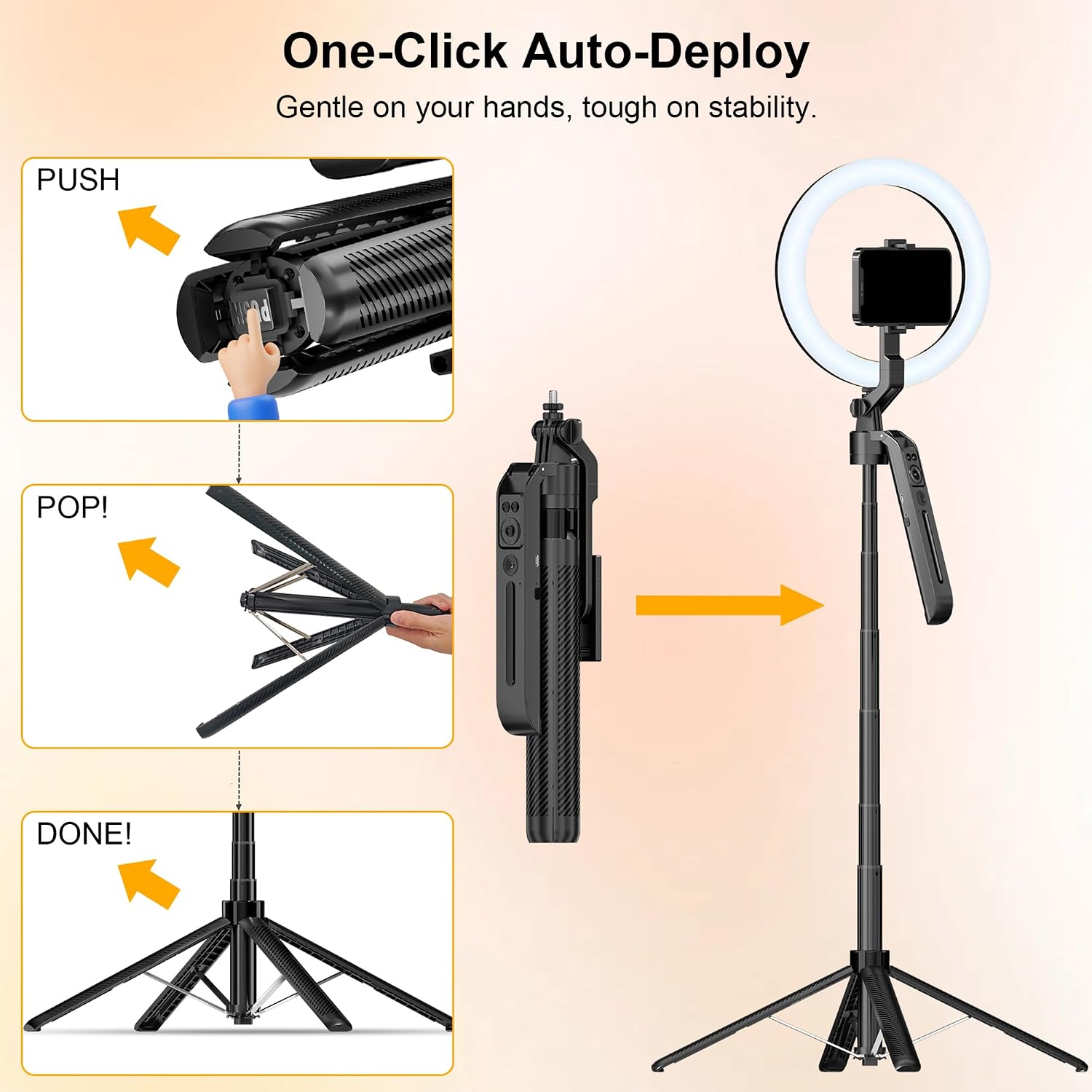 Vlogging Kit for iPhone Tripod with Ring Light 10", Smart Auto Face Tracking Tripod with Remote Control, One-Key Auto-Deploy, Phone Holder for Video Recording, Live Streaming