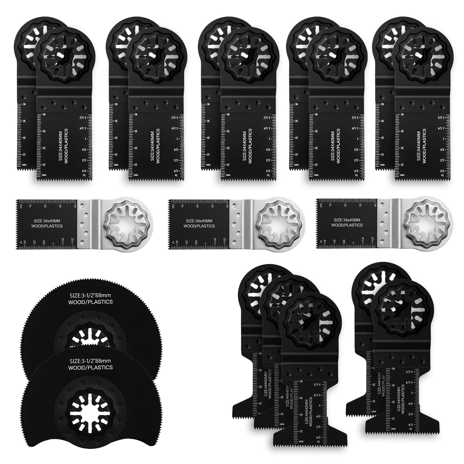 20Pcs Universal Multitool Blade Kits, Quick Release Multi Tools Blade Set for Wood Cutting, Premium Oscillating Saw Blades & Professional Oscillating Tool Accessories Replacement Kit
