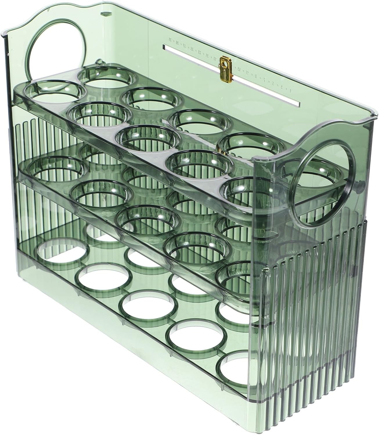 Refrigerator Egg Holder Green Automatic Pop-up Egg Storage Container for Fridge Side Door Space Saving