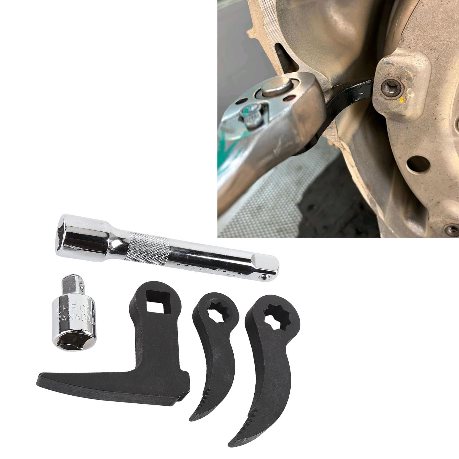 Adapterkopf-Set für Brechstangenschlüssel, 1/2 Zoll 3/8 Zoll Brechstangen-Adapterkopf mit Adapter und Verlängerungsstange, Halbwellen-Entfernungswerkzeug für Autoreparaturen