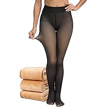 Women's Fleece Lined Tights - Fake Sheer Warm Pantyhose Thick Winter Leggings