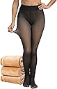 CHRLEISURE Women's Fleece Lined Tights - Fake Sheer Warm Pantyhose Thick Winter Leggings
