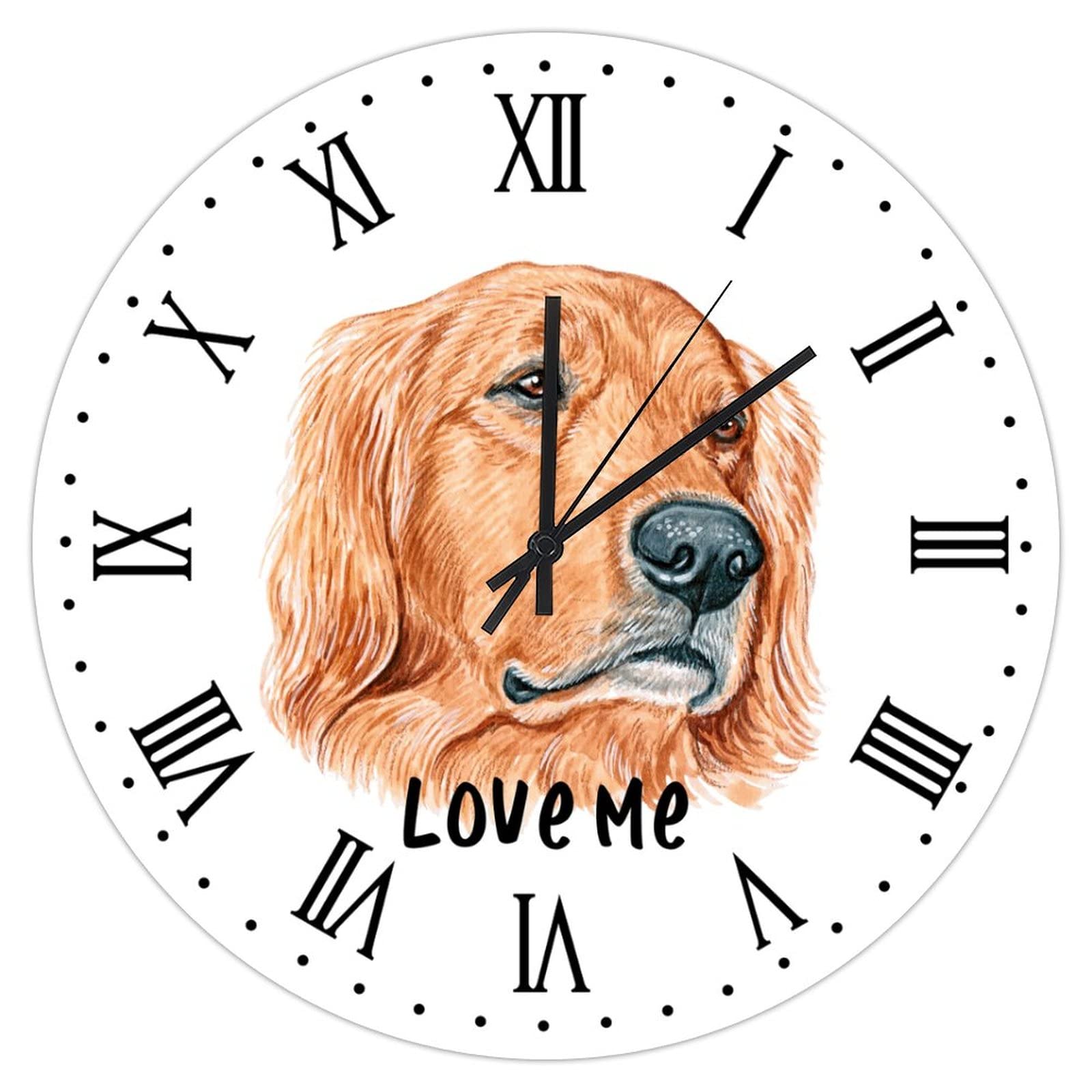 Horloge Golden Retriever murale en bois style vintage toscan pour maison
