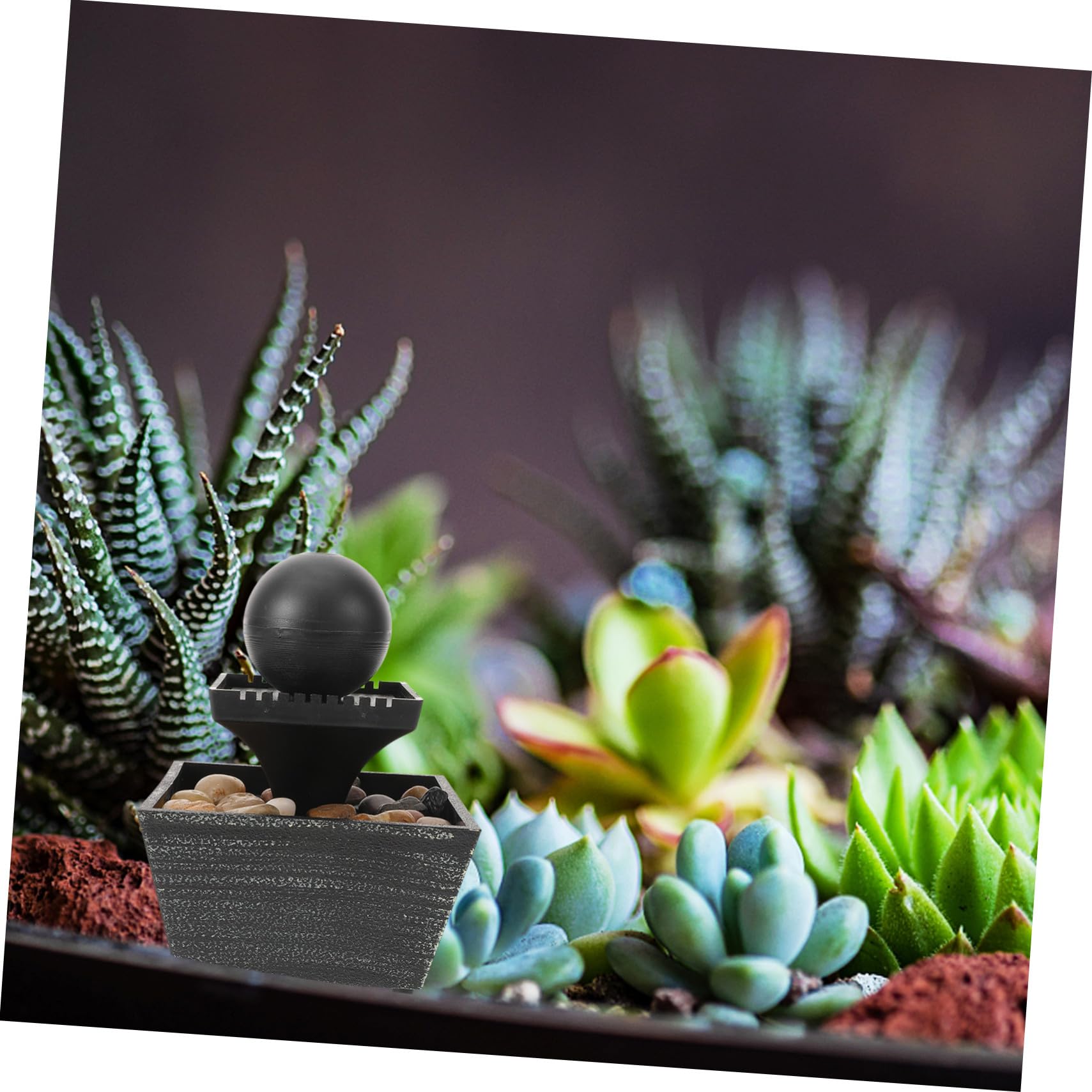 Fuente Decorativa de Agua de Mesa en Resina Negra Estilo Chino Pack de 2 Piezas Pequeña Fuente Zen para Decoración de Oficina y Hogar