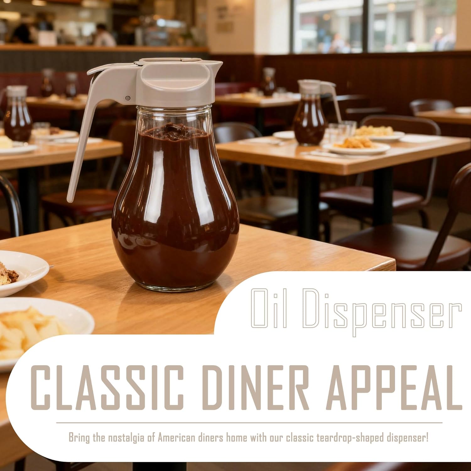 13 oz Glass Syrup Dispenser with Retracting Spout, Easy Pour Maple Syrup Bottle with Handle, No Drip Honey Dispenser for Kitchen, Clear Glass Pitcher for Pancakes & Waffles, Coffee
