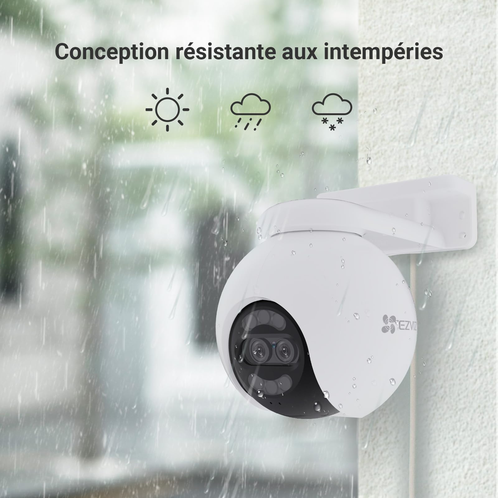 EZVIZ H80x Caméra Surveillance WiFi Extérieure 4K à Double Objectif, Colorfull Vision Nocture, Détection de Personnes/Véhicules, Zoom et Suivi automatiques, Défense Active, Audio Bidirectionnel