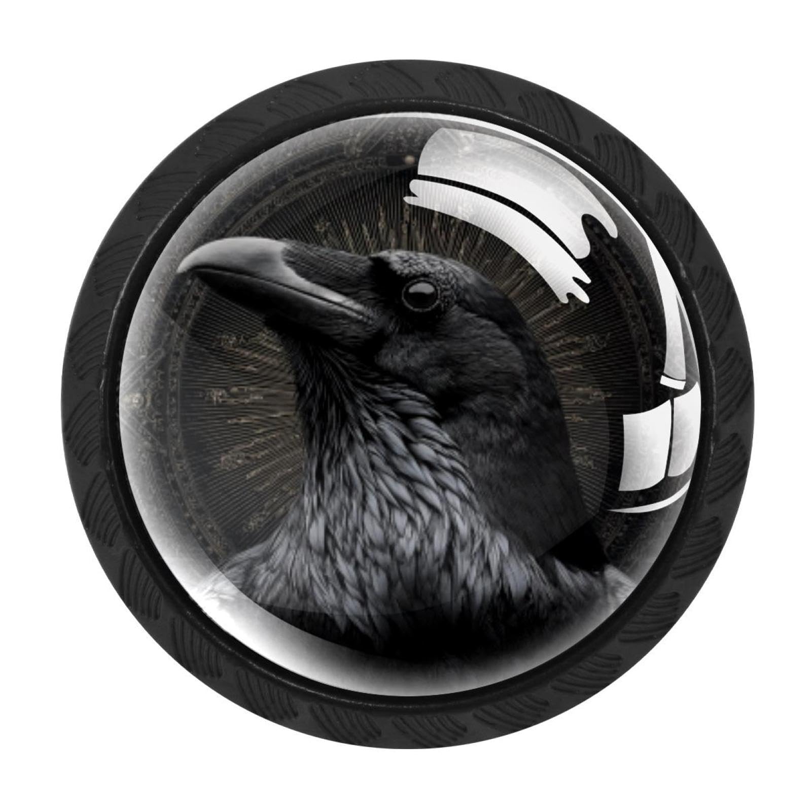 CHENZZZZ 4 Pieces Kitchen Cabinet Knobs Crow (19) Drawer Knobs Dresser Knobs Drawer Pulls Door Knobs Dresser Drawer Handles Knobs for Dresser Drawers