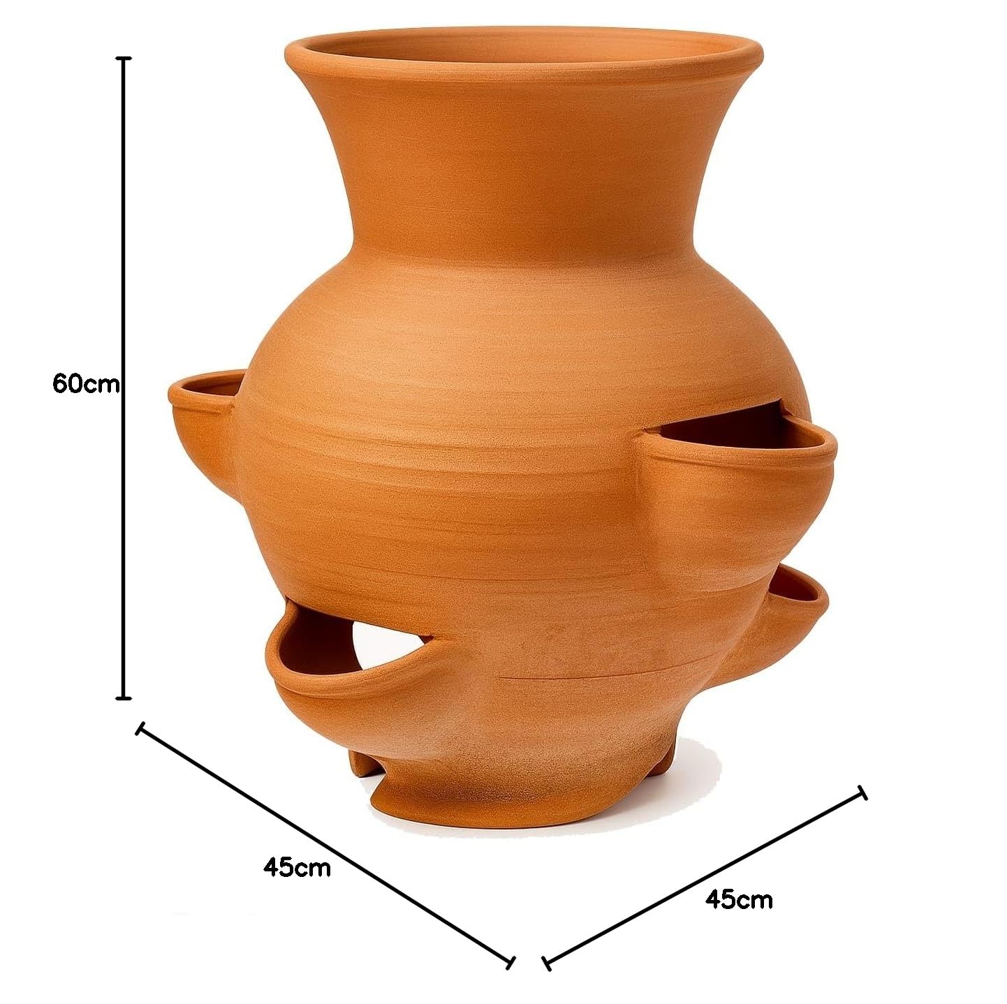 Generico Fragoliera in Terracotta H60 cm – Vaso Artigianale per Coltivazione di Fragole, Erbe Aromatiche e Piante – Fatta a Mano in Italia – Ideale per Giardini e Balconi
