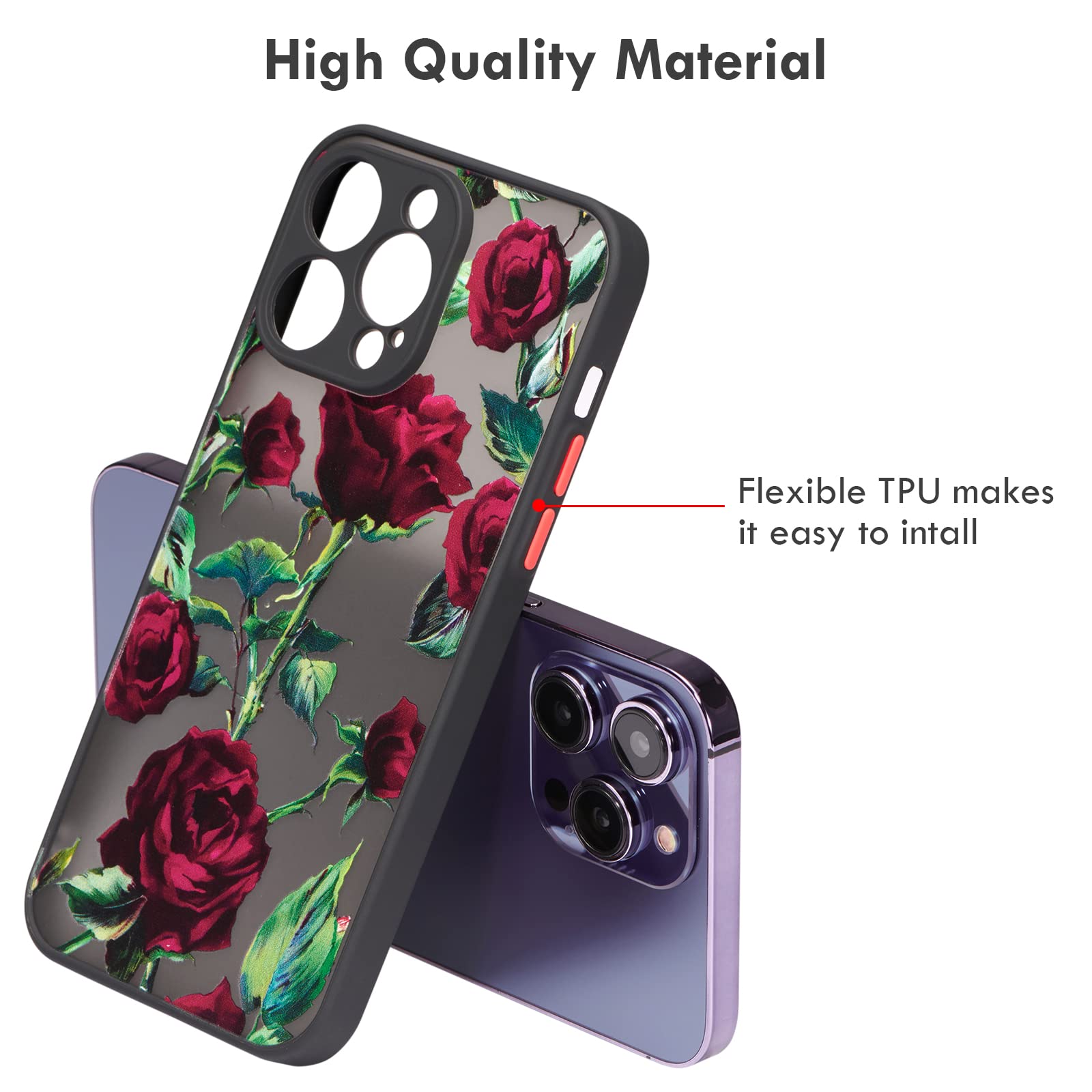 XIZYO Hülle Für IPhone XR – Transparent Matt Mit Rosen-Blumen-Muster, Stoßfest & Mit Drahtlosem Laden