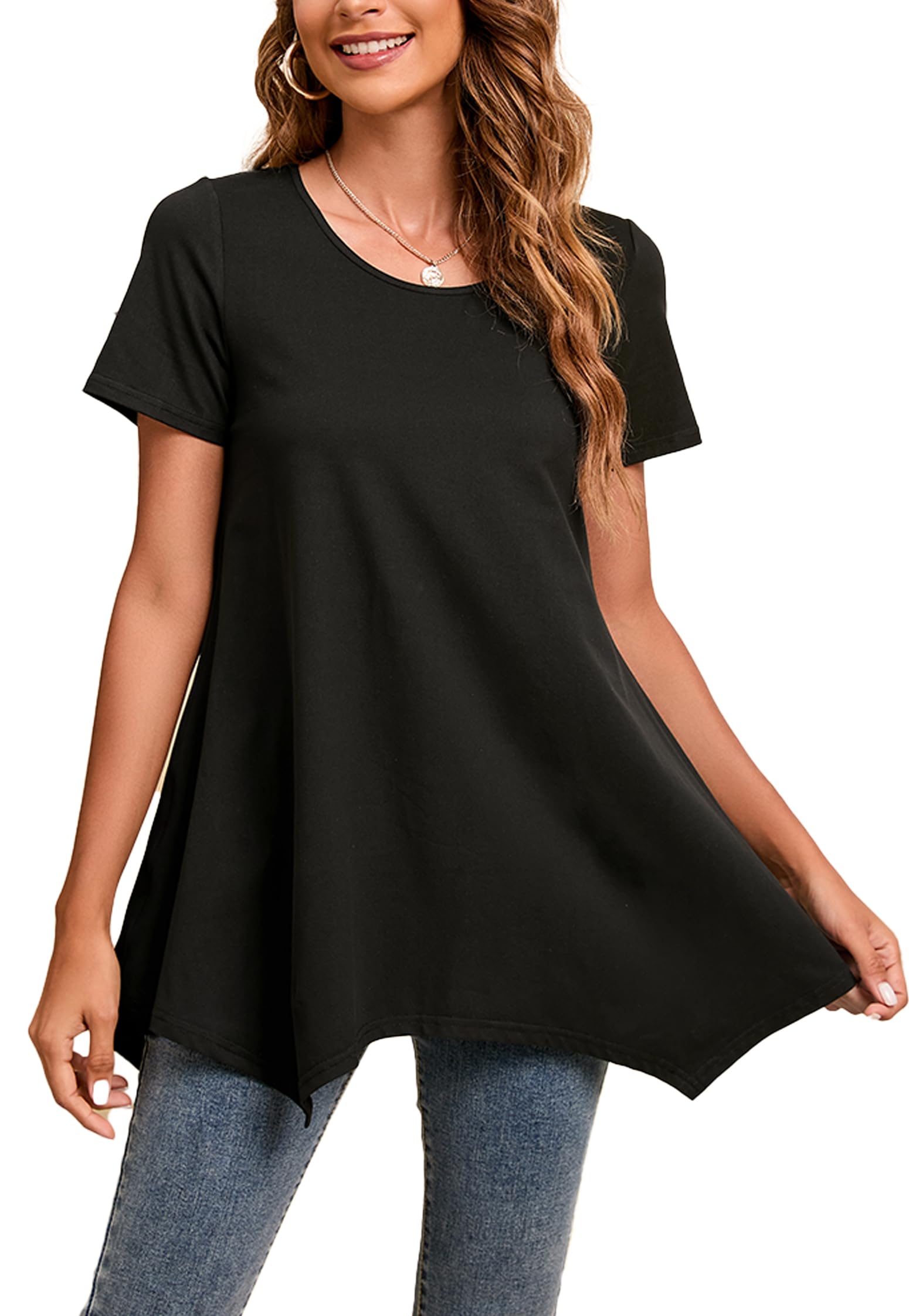Enmain Camiseta Mujer Manga Larga Túnica Blusa Cuello Redondo 3/4 Manga Larga T-Shirt Casual Camisetas para Mujeres y Chicas