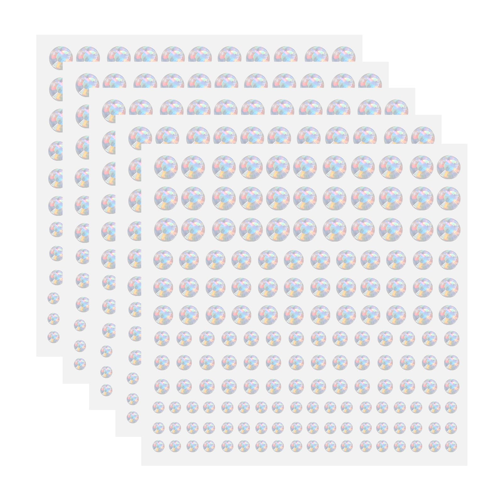 sourcing map 5 Sheet/825pcs Rhinestone Adhesive Stickers Self-Adhesive Acrylic Gem Sticker 3/4/5/6mm Plastic Face Bling Gem Stones Jewel for Nail Art Craft Clothes DIY Makeup, Rainbow
