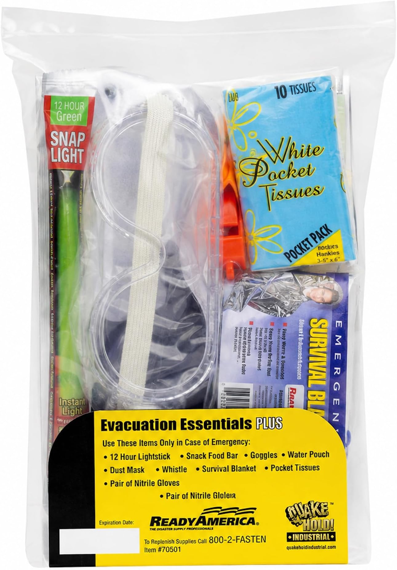 QuakeHold! 70501 1-Person Disaster Evacuation Essentials Plus Kit