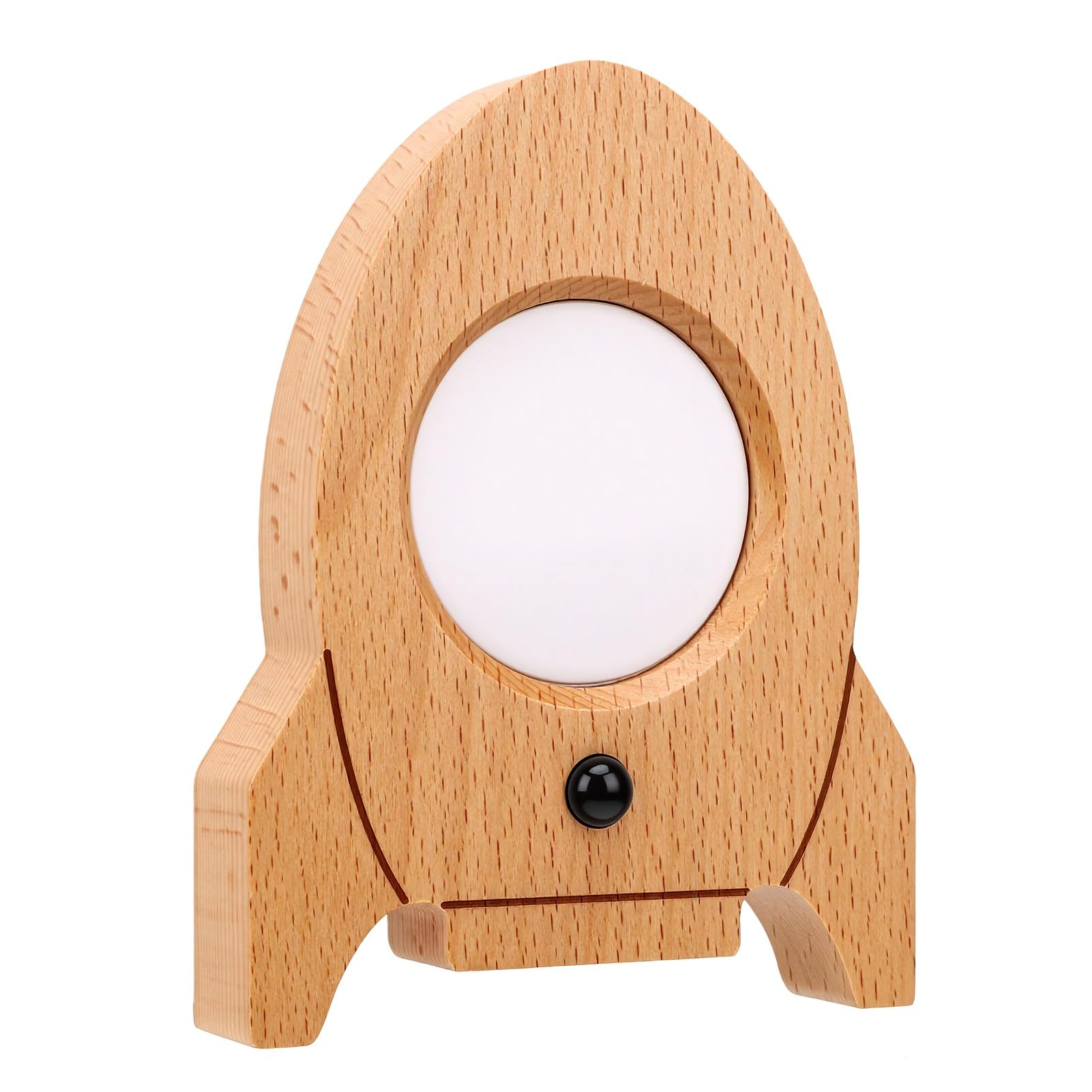 Marhynchus Motion Sensor Lamp with Clock, Wooden Base, 1 Piece, for Bedroom