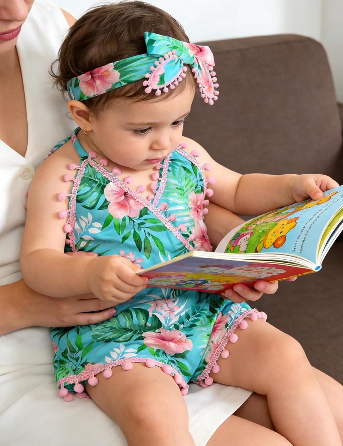 6M-3T Baby Girl Backless Bodysuit Outfit Set Romper Jumpsuit with Headband - Image 4