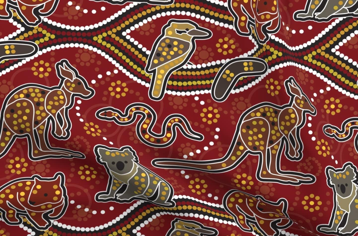 Spoonflower Fabric - Australia Aussie Kangaroo Wombat Printed on Minky Fabric by The Yard - Sewing Baby Blankets Quilt Backing Plush