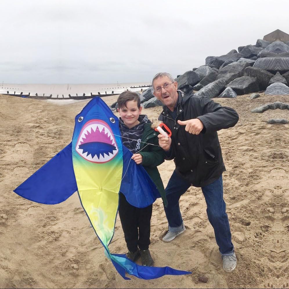 HONBO Large Shark Kites for Kids & Adults, Easy to Fly, Beginner Kite for Boys & Girls for Outdoor Game, Beach Trip, and 60 Meters String for Summer - Image 2