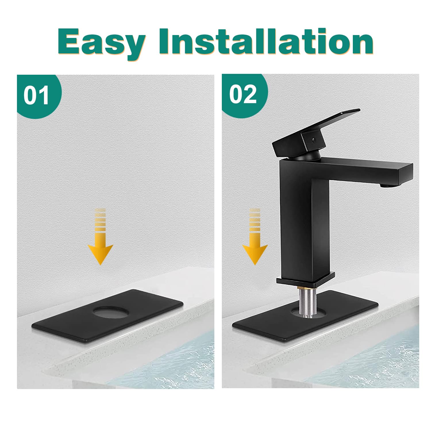 6-Inch Matte Black Sink Hole Cover Deck Plate - For Kitchen & Bathroom Vanities