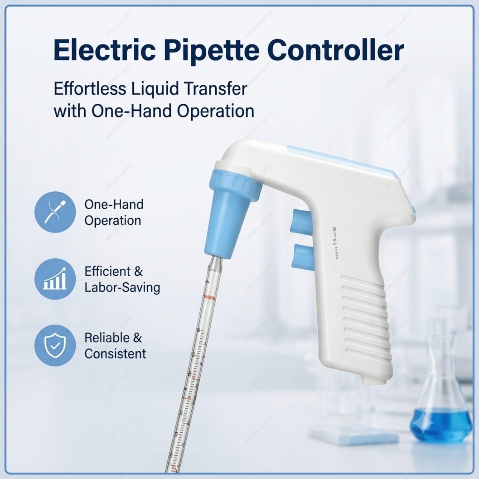 Pipettatrice elettrica da Laboratorio, Controller Digitale Automatico per Pipette con intervallo da 0,1 a 100 ml, Design Ricaricabile e Controllo del trasferimento di liquidi a 6 velocità