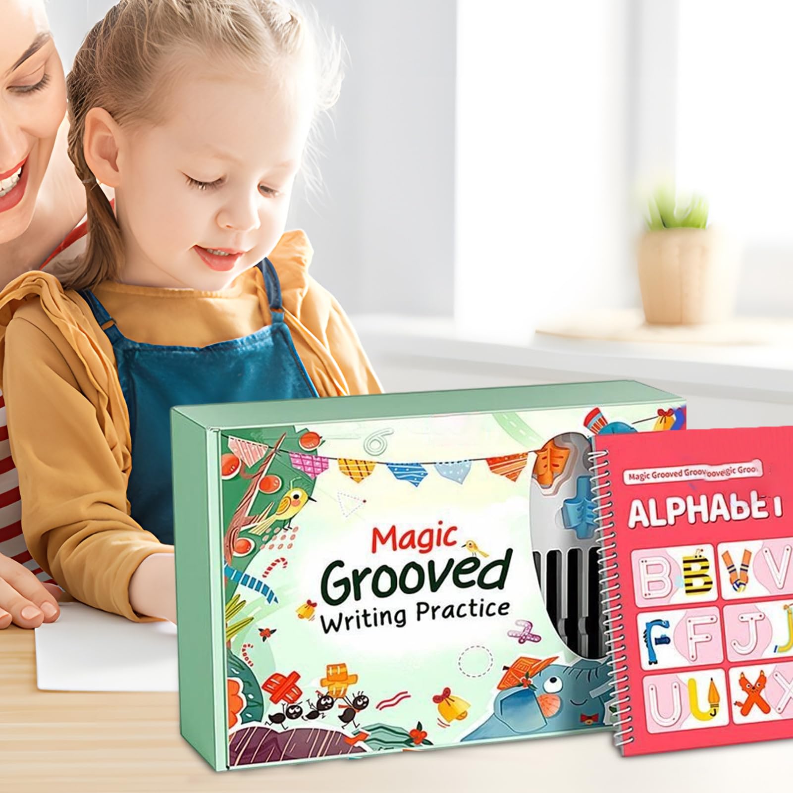 Quaderno Di Scrittura Quaderno Riutilizzabile Con Scanalature | Libro Di Esercizi Di Scrittura Con Impugnature Per Penna Per Scuola Materna Ricalco Bambini Piccoli Ragazzi E Ragazze