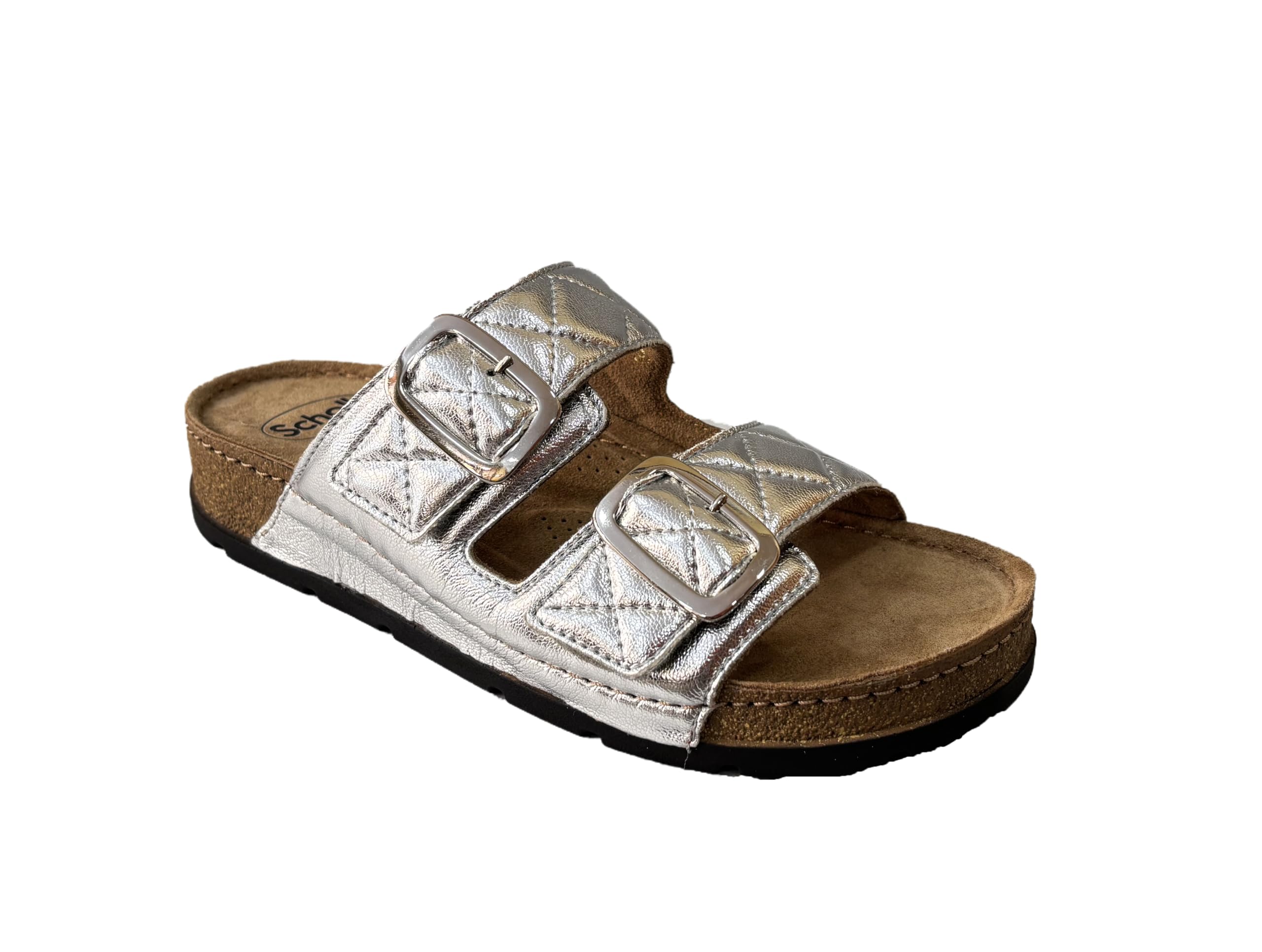 Scholl Ciabatte Estive Donna BORA 2 STRAPS Colore Argento Tg 37