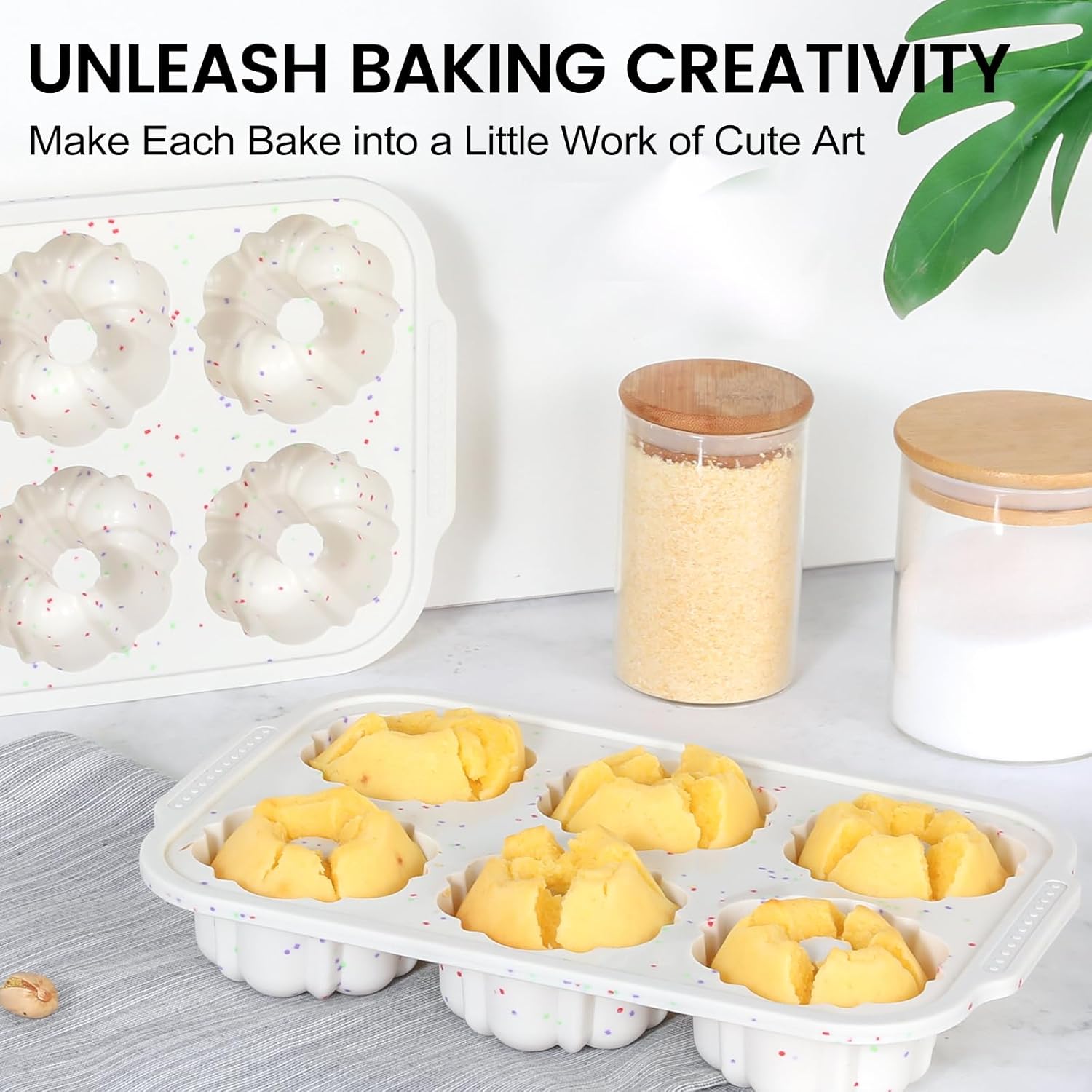 CAKETIME Mini Fluted Tube Pan with Metal Reinforced Frame, 6-Cavity Silicone Nonstick Small Cake Molds 2Pcs for Chocoflan, Donuts, Cornbread, Brownies, Jellies BPA Free - Image 9