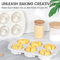 Vista 9 de CAKETIME Mini Fluted Tube Pan with Metal Reinforced Frame, 6-Cavity Silicone Nonstick Small Cake Molds 2Pcs for Chocoflan, Donuts, Cornbread