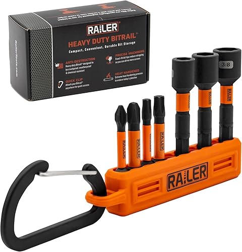 Railer Juego de puntas de destornillador para tornillos de hormigón, acero S2 de alta calidad, juego de 7 puntas con un soporte de brocas de