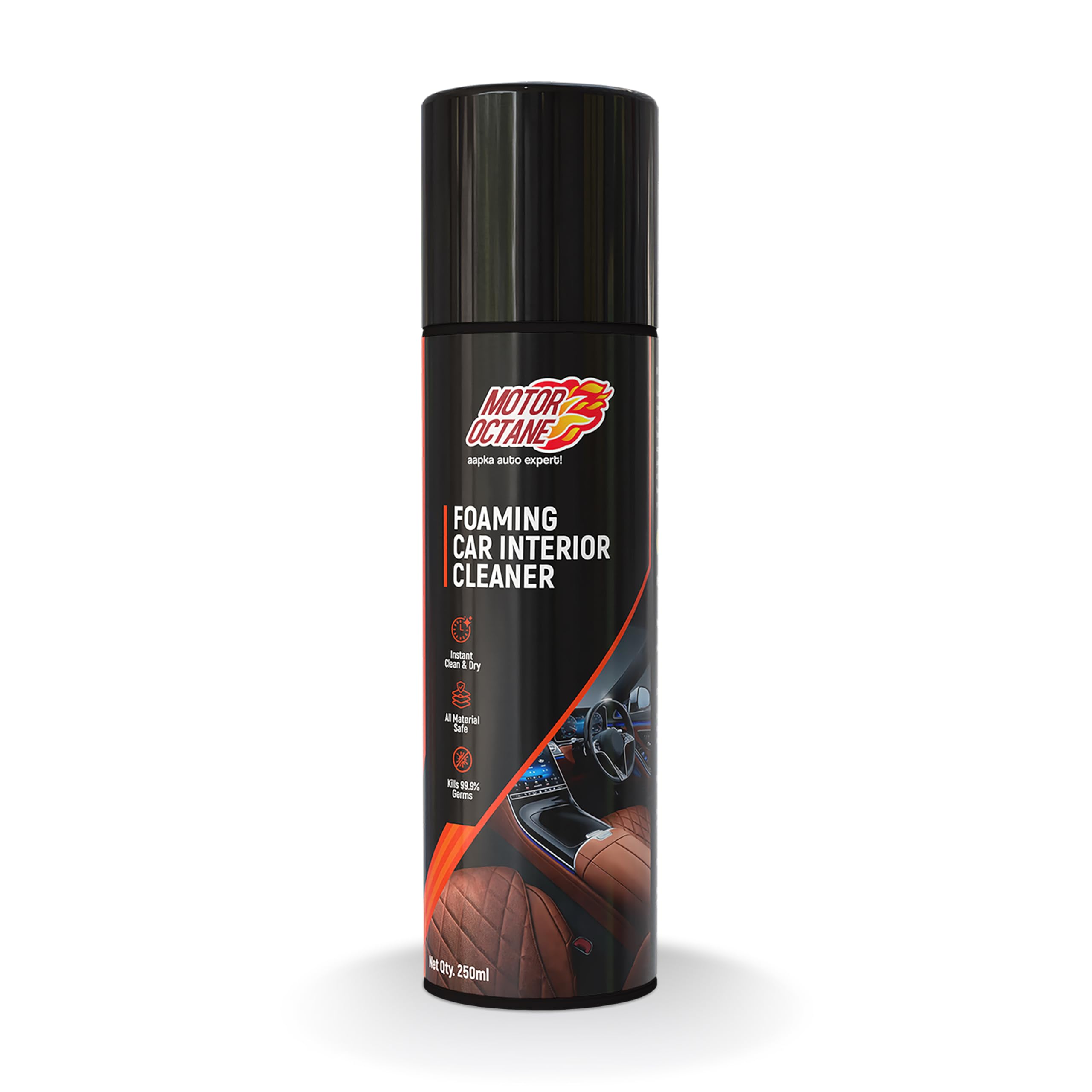 Foaming Car Interior Cleaner |250 ml | Kills 99.9% Germs | Multi-Surface Cleaner for Upholstery, Dashboard, Leather, Fabric and Vinyl | Removes Tough Stains and Dirt Inside the Car.