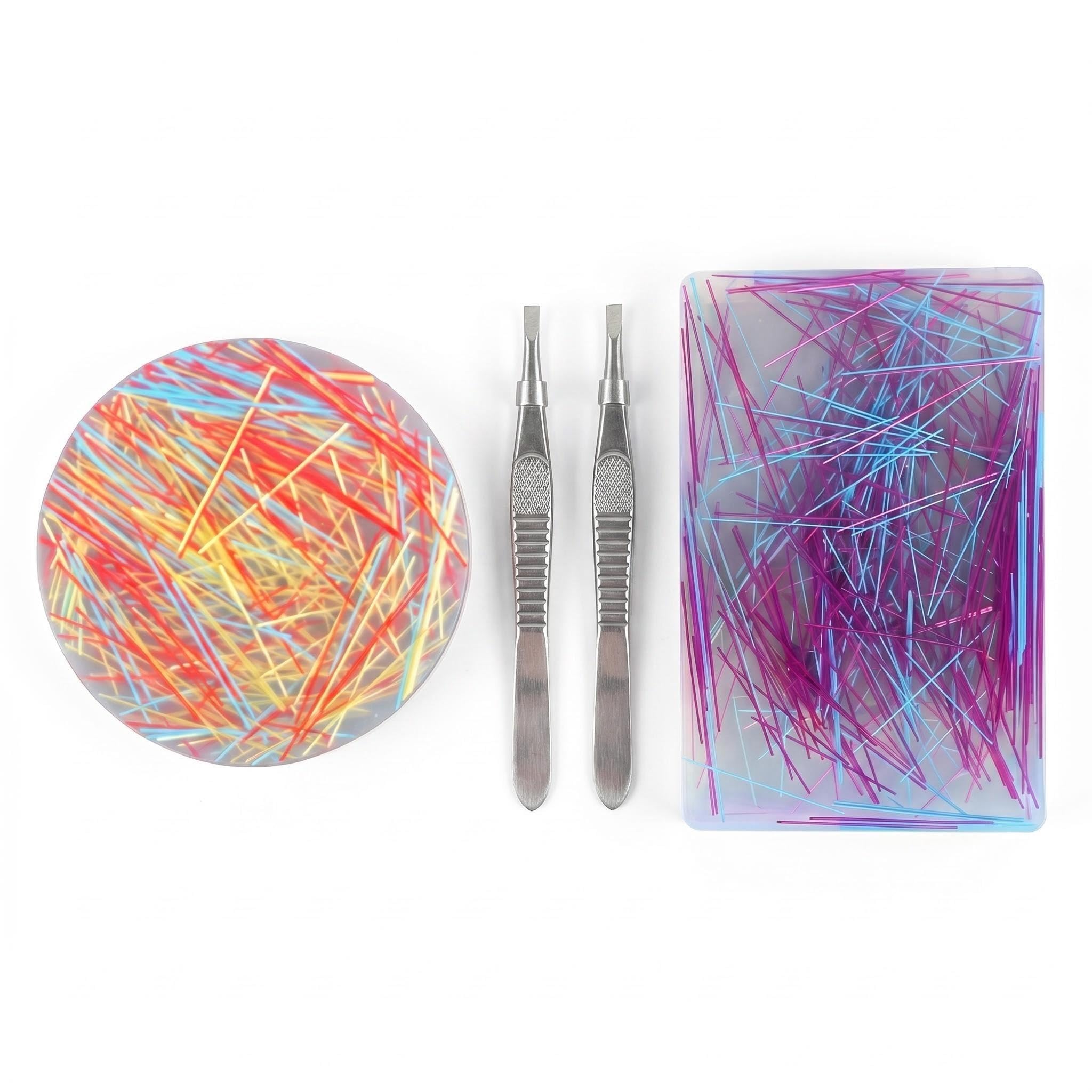 2Pcs Picky Pad Skin Picking Fidget Toys with Tweezers Stress Anxiety Relief Silicone Picky Pads Reusable Sensory Pad Trichotillomania Fidget Toys for Adults Teens Home Office Travel (Yellow+Purple)