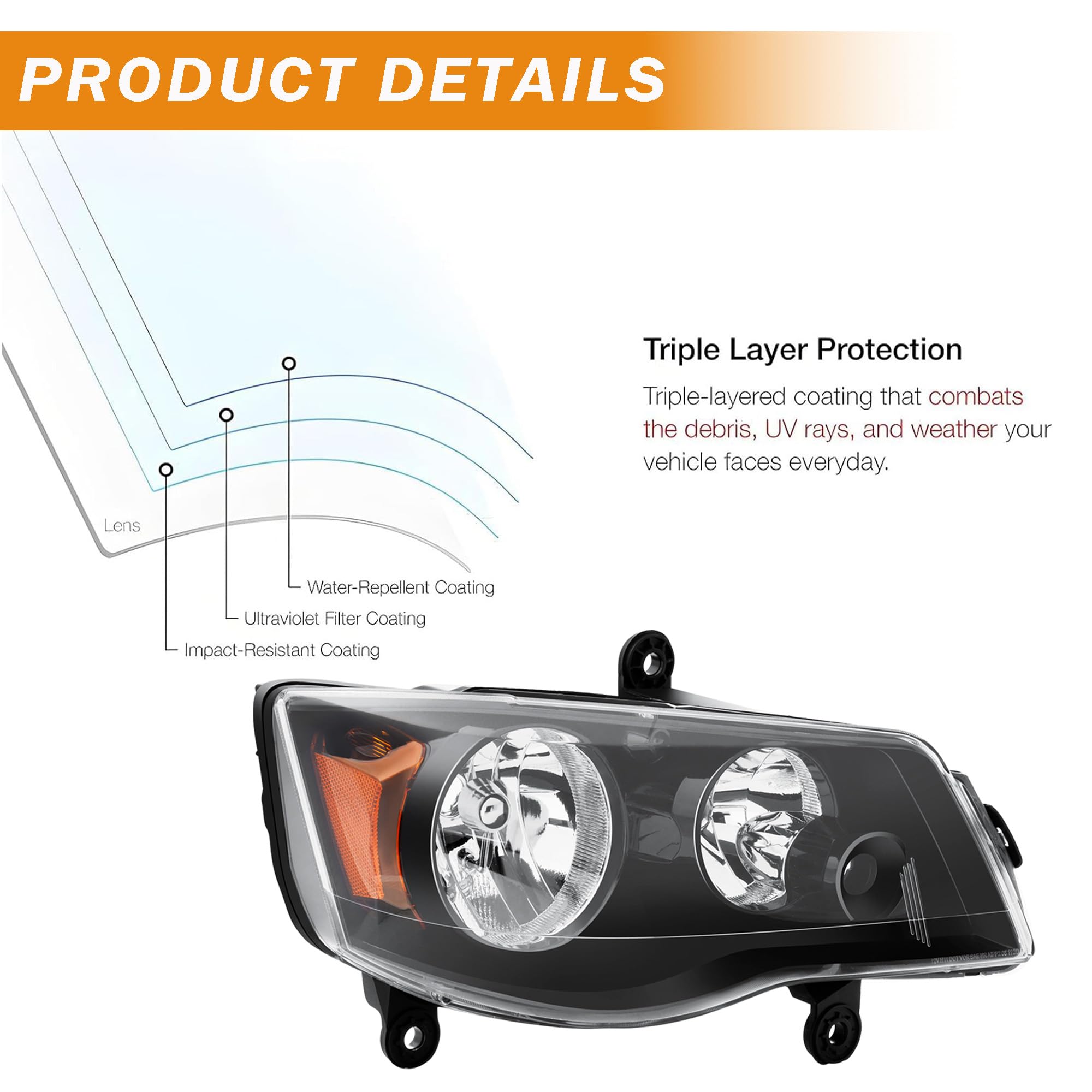 AXLAHA 2011-2018 Dodge Grand Caravan Headlights Assebly for 2011-2018 AXLAHA 2011-2018 Dodge Grand Caravan Headlights Assebly for 2011-2018